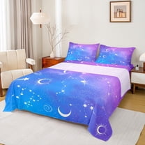 Feelyou Mystic Constellation Full Size Sheets, Moon Stars Galaxy Bed Sheets, Dreamy Cartoon Theme Sheet Sets, Super Cozy Room Decor, 4 Pieces
