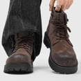 thumbnail image 2 of Women Platform Combat Ankle Boots Lace up Wide Toe Box Slip on Chunky Motorcycle Booties Vintage Distressed Fall Winter Footwear Brown Size 7.5, 2 of 5