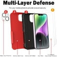thumbnail image 7 of Xhy iPhone 14 Case with Screen and Lens Protector 2 in 1 Double Layer Rugged Drop Resistant, Military Grade Full Body Protection TPU Durable Detachable for iPhone 14 6.1 inch 2022 Phone - Red Black, 7 of 7