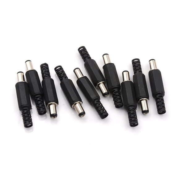 10Pcs 2.1mm x 5.5mm Male DC Power Plug Socket Jack Connector Black Plastic Cover