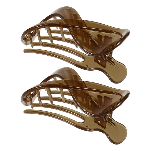 2 garras de plástico para el cabello, pinzas para el cabello, pasadores para el cabello para mujeres, café, 3.39''x1.89''x0.91''