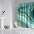 thumbnail image 2 of Teal Marble Gold Wave Pattern Shower Curtain 84"x72" ,Bathroom Decorative Shower Curtains Set with 12 Hooks,Modern Waterproof Washable Shower Curtain, 2 of 6