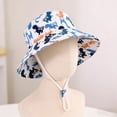 thumbnail image 2 of Girls White Dinosaur Print Sun Hat UPF 50+ Kids Kids Wide Brim Bucket Hat Adjustable Chin Strap,Size 50, 2 of 5