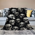 thumbnail image 2 of JRXY Halloween Throw Blanket Twin Size Black Spooky Skull Blanket Flannel Fleece Lightweight Soft Plush Blankets Throws Couch Sofa Bed Holiday Decor 50x60in, 2 of 6