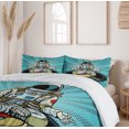 thumbnail image 6 of Ambesonne Astronaut Duvet Cover Sets, Funny Spaceman Doing Yoga, 2-Queen, Turquoise Multicolor, 6 of 7