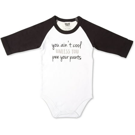 UPC: 0664843690424 | Pavilion – You Ain t Cool Unless You Pee Your Pants 3/4 Sleeve Black Baby Bodysuit 12-24 Months