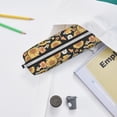 thumbnail image 6 of Cauagu Mushrooms Honeycomb Print Leather Pencil Pen Case - Stationery Bag Portable Stationery Bag Big Capacity Pencil Pouch Cosmetic Organizer Bag for Men & Women, 6 of 7