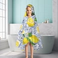 thumbnail image 6 of Yellow Lemon Fruit Tiles Blue Pattern Hooded Bath Towel，50"x30" for Ages 3 To 12 Kids, Quick Dry Lightweight Soft Microfiber Hood Beach Towel Cover Up for Kids, 6 of 7