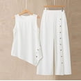 thumbnail image 6 of AHTJRT Two Piece Outfits for Women Summer Matching Sets Sleeveless Tops Lounge Beach Vacation Sets Wide Leg Pants Suits White XXL, 6 of 7