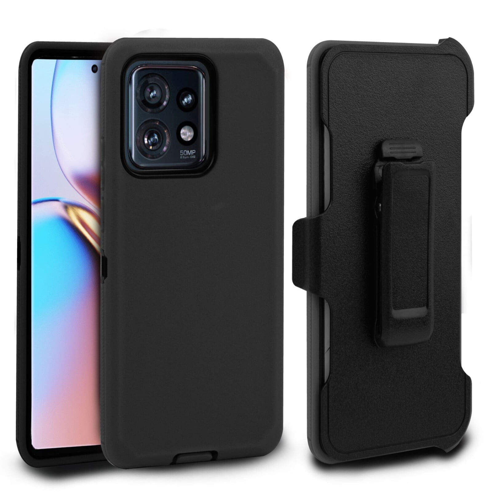Thousandgear Compatible for Motorola Moto G Stylus 5G 2025 Belt Clip Holster Fit Otterbox Defender Case, Black