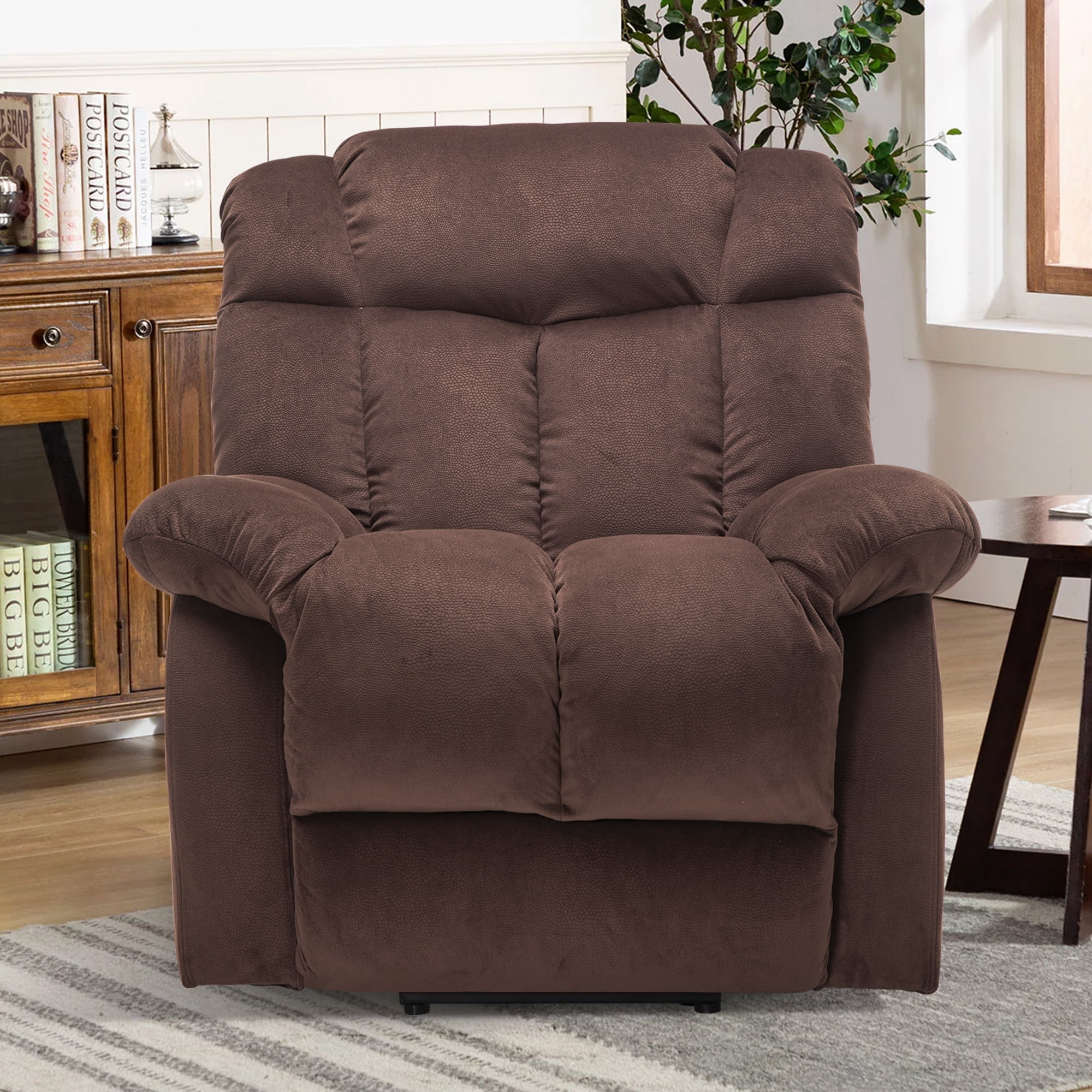 Large Power Lift Recliner Chair for Elderly, Overstuffed Wide Recliners for Adults, Heavy Duty Recliner Sofa and Safety Motion Reclining Mechanism,300lb Capacity,Coffee