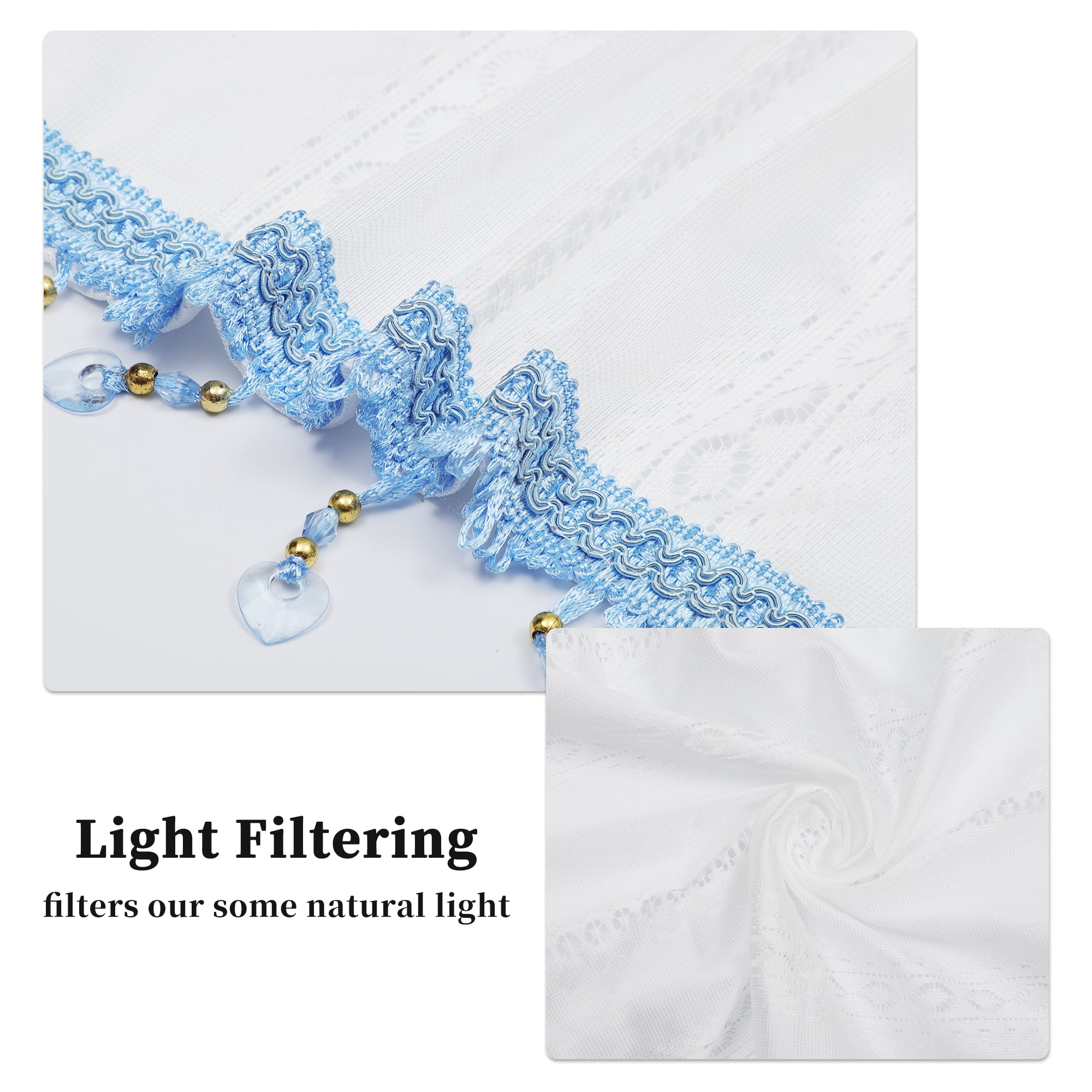 Unique Bargains Short Kitchen Curtains with Eyelets Net Curtains White 15.5(in) WIDE