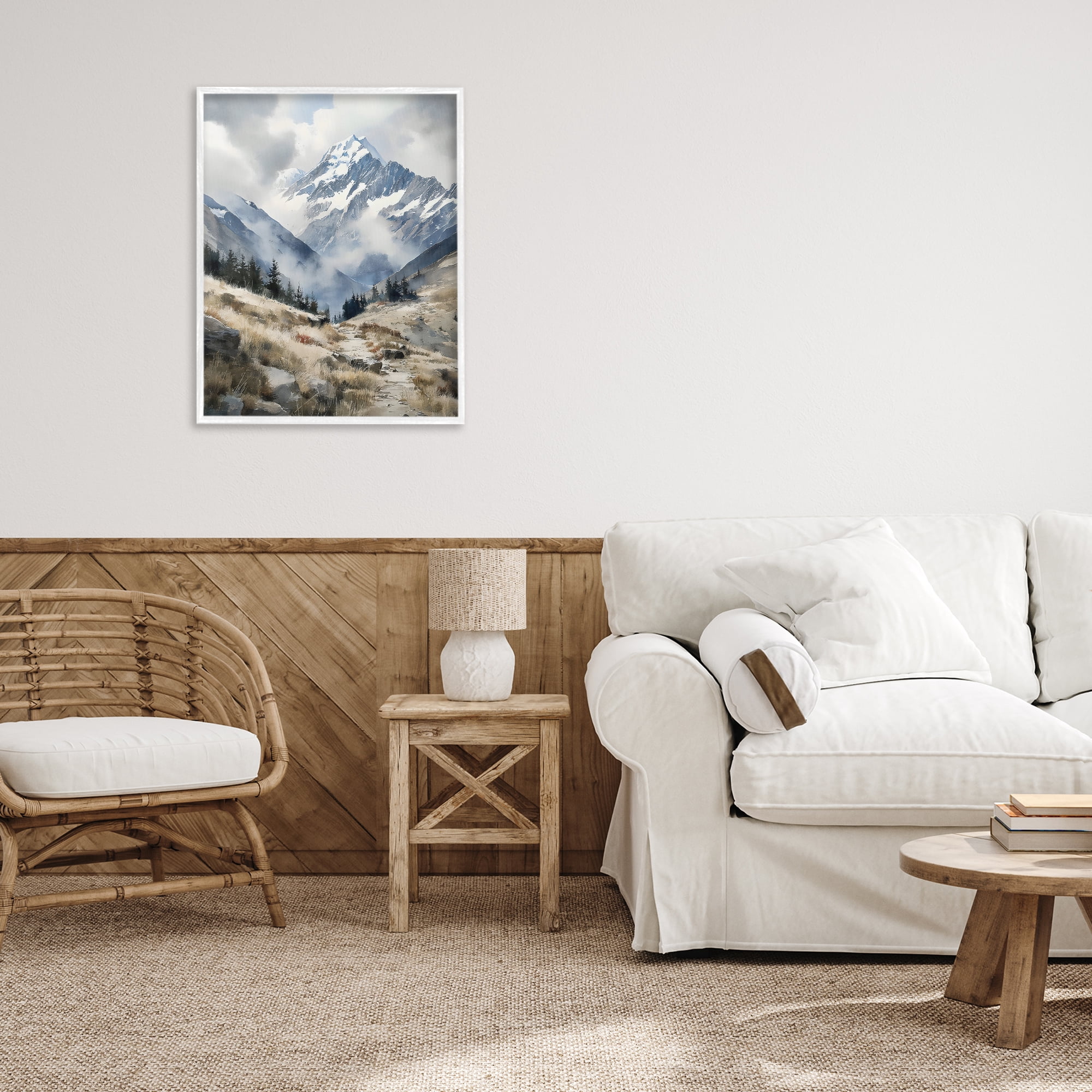 Stupell Industries Snow Caps Mountain Peaks White Framed Giclee Art, design by Franklyn Gregory