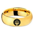 thumbnail image 2 of Tungsten Trident Spear Weapon Band Ring 7mm Men Women Comfort Fit 18k Yellow Gold Dome Polished, 2 of 4