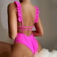 thumbnail image 3 of Gibobby Trajes de Baño Mujer Mujeres 1 pieza WebbingTank Trajes fruncidos Vintage Up Entrenamiento atlético Traje de baño Baño Deporte Control Traje de b(Rosa caliente,CH), 3 of 5