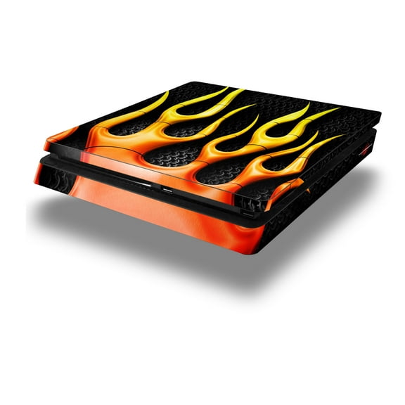Vinyl Decal Skin Wrap compatible with Sony PlayStation 4 Slim Console Metal Flames (PS4 NOT INCLUDED)