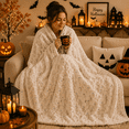thumbnail image 5 of Halloween Fall Faux Fur Throw Blanket with Cute Spooky Embroidery, Ultra-Soft Warm Blanket for Sofa Couch Bed ,Prefect Fall & Home Halloween Decorations Great Gifts, 5 of 12