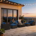 thumbnail image 4 of Sunmthink 8 Piece Patio Furniture Set, Rattan Wicker Patio Conversation Set Outdoor Furniture, Navy Blue, 4 of 9
