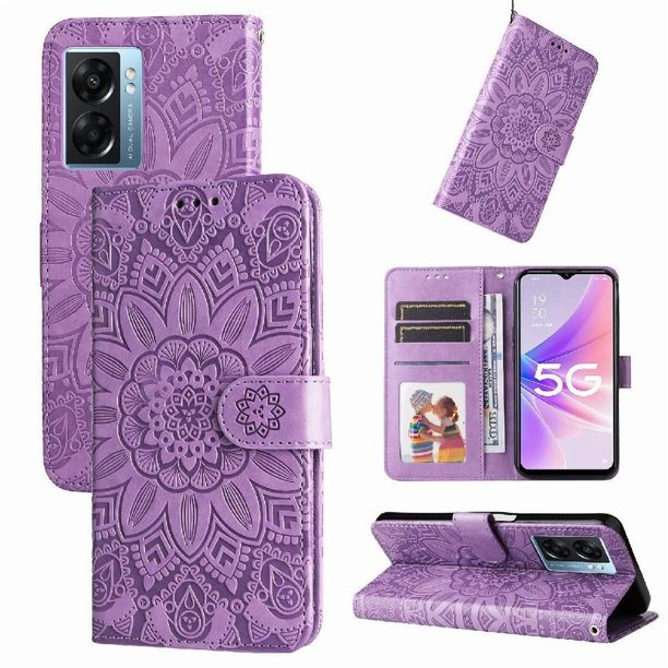 Funda tipo cartera GANGXUN para OPPO A77 5G , diseño girasol, cuero PU, soporte, cierre magnético, tarjetero
