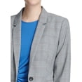 thumbnail image 4 of DKNY Womens Plaid One Button Blazer Jacket, Grey, 10, 4 of 4