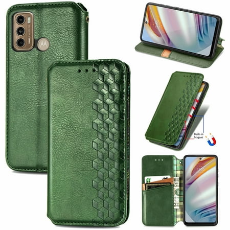 Case for Motorola Moto G60 Flip Cover Wallet Flip Cover Magnetic Protective - Green