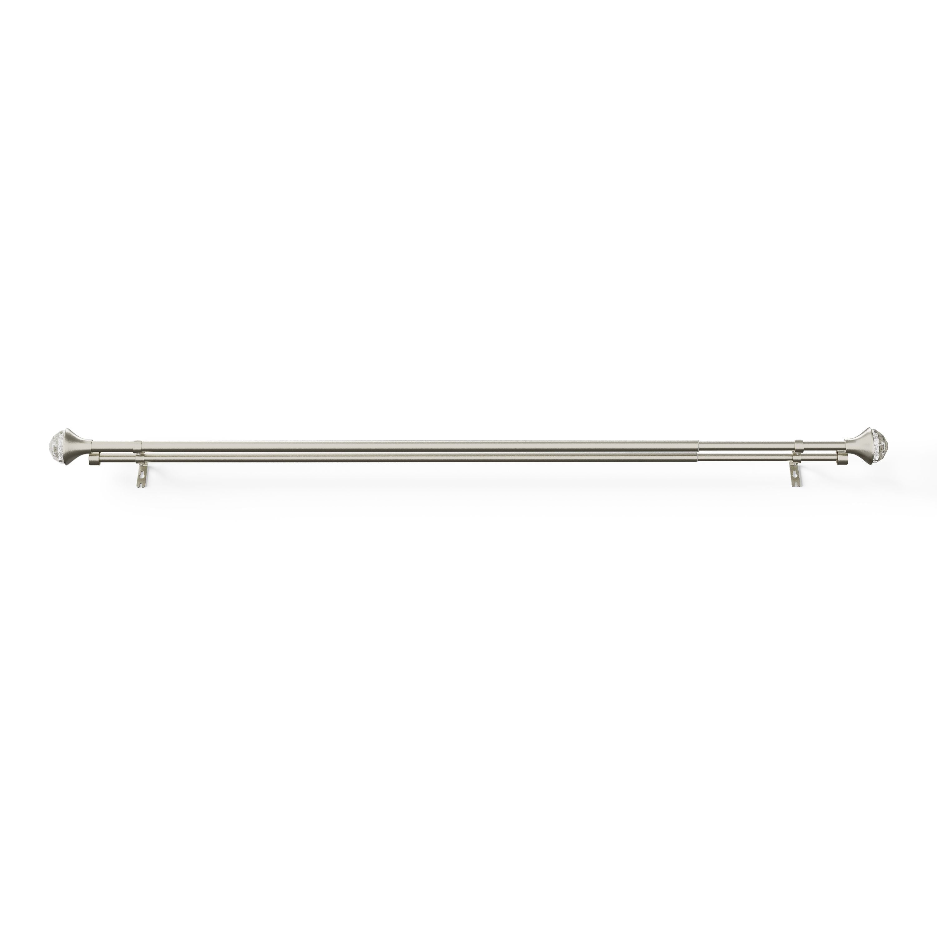 Mainstays Kids 3/4 in Satin Nickel Faceted Gem Adjustable Double Curtain Rod, 48-84 in