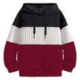 thumbnail image 3 of Lohuatrd Men Fall Winter Hoodie Drawstring Applique Colorblock Knitted Elastic Cuff Hooded Thick Warm Loose Soft Warm Casual Men Top, 3 of 7