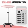 thumbnail image 3 of Salon Tray On Wheels Tattoo Tray Rolling Trolley Adjustable Height Storage Utility Cart for Clinic Spa Rolling Tray ((Pink), 3 of 7