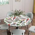 thumbnail image 2 of Farmhouse Parrots Fitted Tablecloth with Elastic Edged, Round Table Cloth for Dining Table, Spring Summer Botanical Leaf Watercolor Waterproof Oil Proof Table Cover for Indoor Outdoor 45"-54", 2 of 8