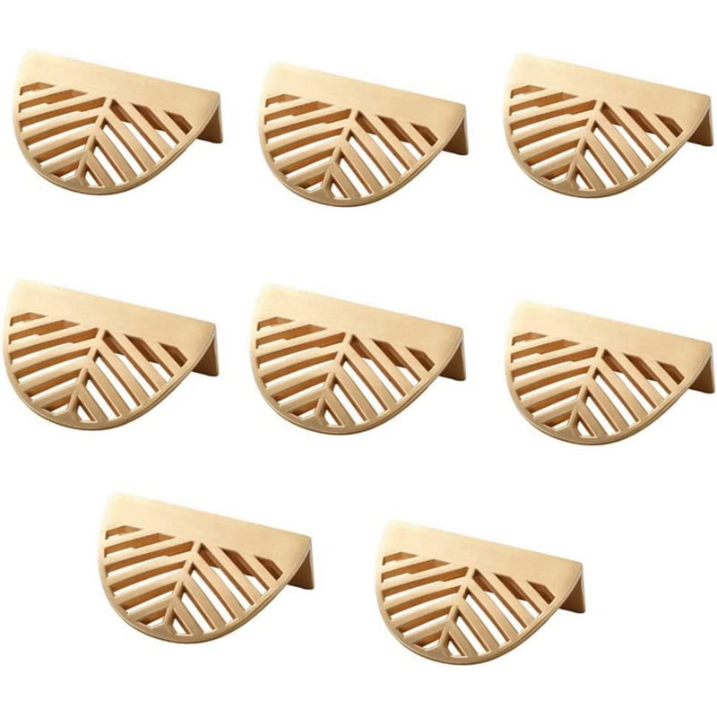 8PCS Leaf Handle Gold Brushed Hollow Pulls Furniture Leaves