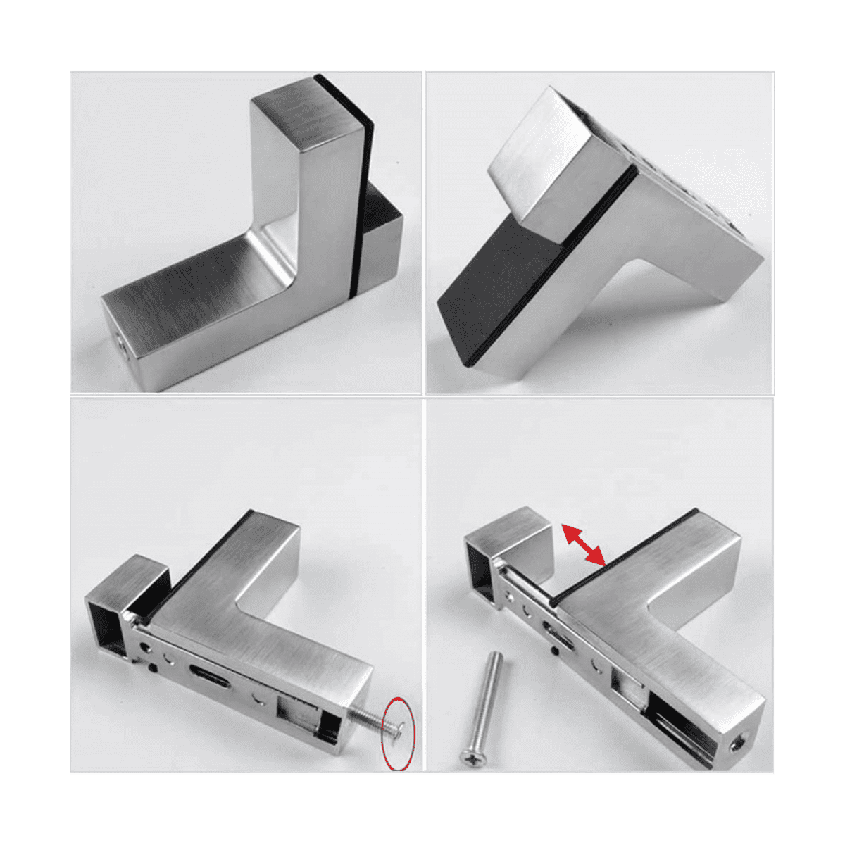 4Pcs Solid Metal Adjustable Wood/Glass Shelf Bracket Wall Mount, Brushed Silver