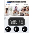 thumbnail image 5 of Leyeet Wooden Digital Alarm Clock, 10W Fast Wireless Charger Station, 3 Alarm, Bluetooth Speaker, Temperature, Humidity, Weekday/Weekend Mode, Wood LED Clock for Bedroom, Desk, Office, 5 of 7