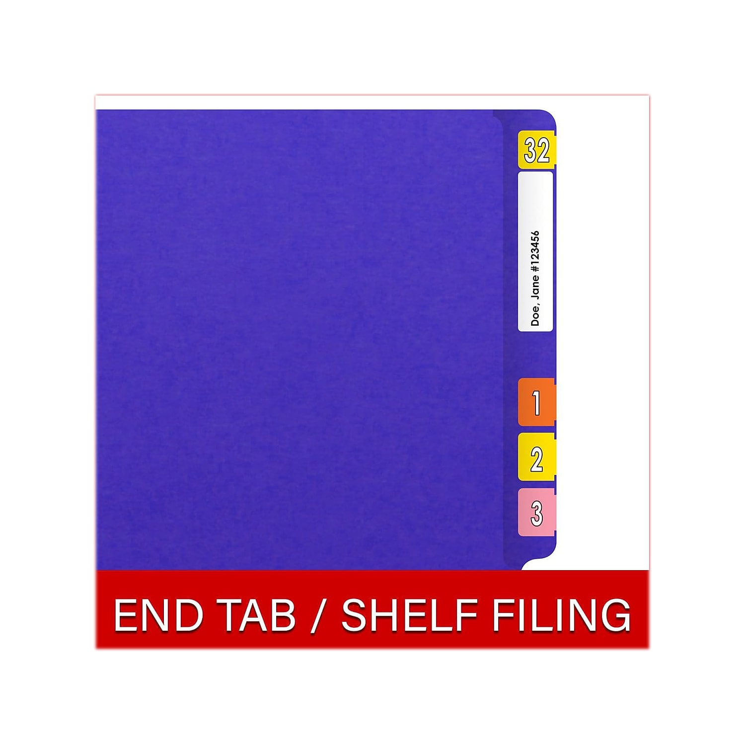 Medical Arts Press Heavy-Duty End Tab File Folder Straight Cut Letter-Size Purple 40/Box