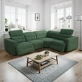 thumbnail image 3 of Power Recliner Sectional Sofa, L-Shaped Living Room Furniture Set, Green Flannel Reclining Sectional Couch with USB Ports (4 Seater), 3 of 5