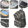 thumbnail image 4 of Brown and Blue Checkered Pattern Backpack for School, Cute School Bag with Adjustable Shoulder Straps and Padded Back, 16.9"x12.6"x5.9", 4 of 5