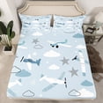 thumbnail image 2 of Homewish Kids Children Kawaii Airplane 4 Pieces Queen Sheet Sets,Cartoon Aircraft Ultra Soft Flat Sheet,Cute Stars Print Queen Fitted Sheet,Luxury Bedroom Decor, 2 of 7