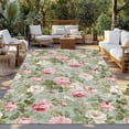 thumbnail image 2 of White Pink Flower Outdoor Rug for Patio/Deck/Porch, Non-Slip Large Area Rug 4 x 6 Ft, Shabby Chic Spring Vintage Leaf Green Indoor Outdoor Rugs Washable Area Rugs, Camping Rug Carpet Runner, 2 of 8