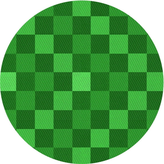 Ahgly Company Indoor Round Patterned Green Area Rugs, 7' Round