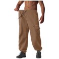 thumbnail image 6 of HOOMEUMY Mens Sweatpants Cargo Pants Elastic Waist Drawstring Stretch Baggy Trousers Wide Leg Outdoor Joggers with Pockets (Khaki,L), 6 of 6