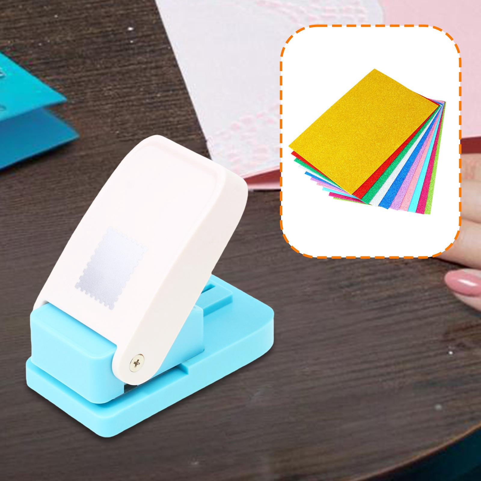 HOMYL Paper Punch with Stamps, Punch with 10 Sheets of Glitter Foam, for Scrapbooking,