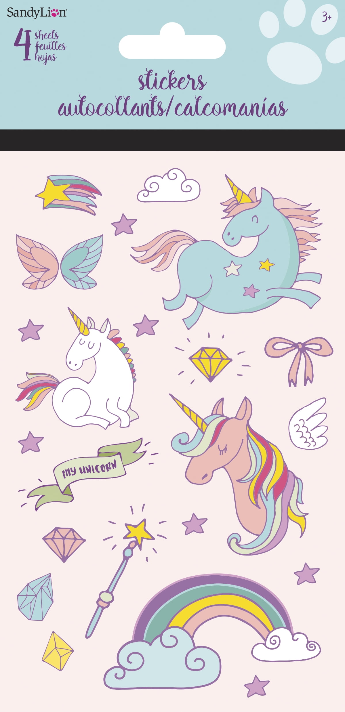 Trends International Colorful Unicorns Standard Sticker 4 Sheet