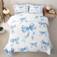 thumbnail image 2 of Erosebridal Watercolor Bowknot Bed Spread Queen for Girls Women, Butterfly Bow Queen Coverlet Set, White Blue, 3 Pieces, 2 of 7