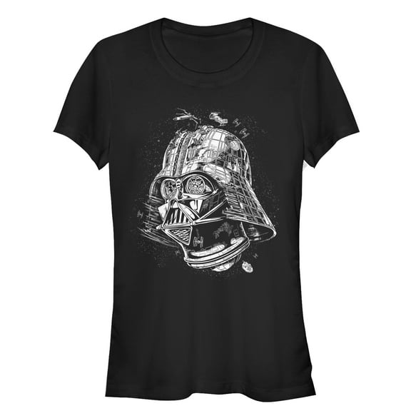 Junior's Star Wars Darth Vader Death Star  Graphic Tee Black X Large