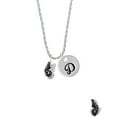 thumbnail image 2 of Delight Jewelry Silvertone Black Flying Butterfly Silvertone Script Initial Disc - D - Charm Necklace, 20"+3", 2 of 4