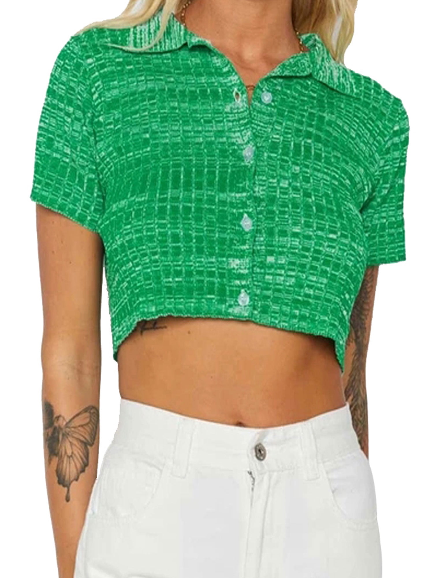 button down cropped cardigan