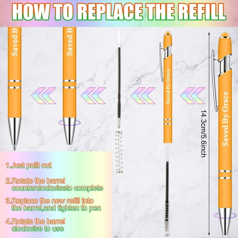 12 Pieces Christian Ballpoint Pens Funny Snarky Office Pen Crystal Pens  Vibrant Inspirational Quotes Pen Screen Touch Stylus Pen for Women Men