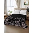 thumbnail image 2 of Black Botanical Twim XL Size Flat Sheet, Wrinkleproof & Fadeproof Cooling Flat Bed Sheet Only, Dragonfly Flower Leaf Retro Style Breathable Soft Bedding Top Sheets 66 x 102 Inches, 2 of 8