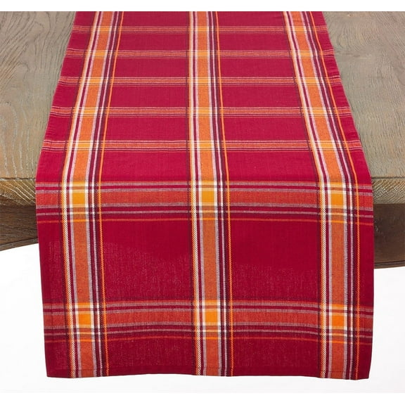 Flannery Plaid Cotton Table Runner, 16"x72"