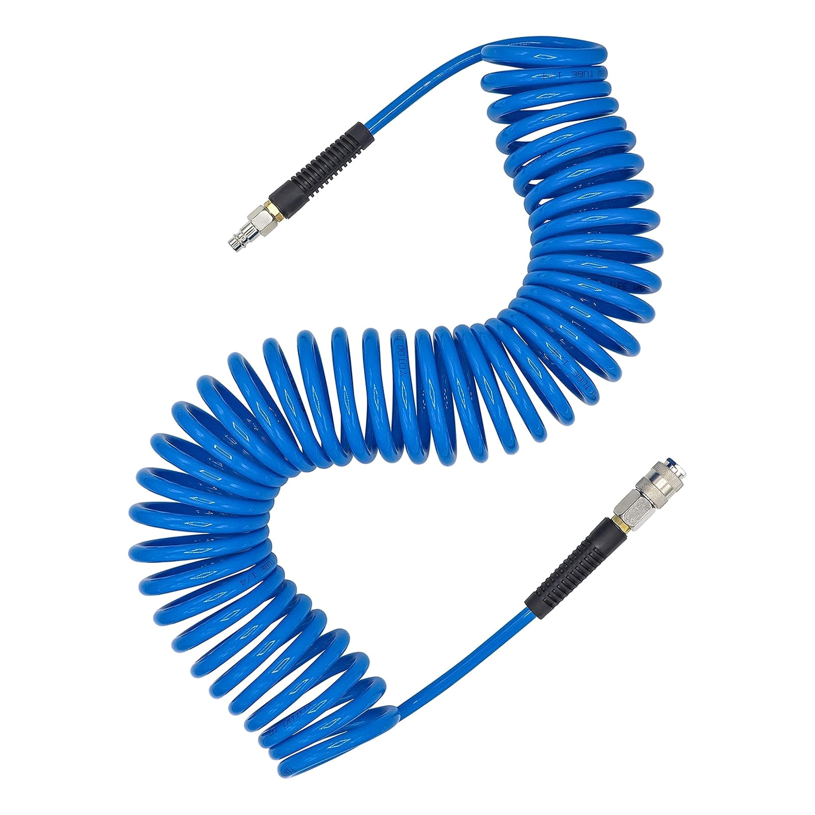 Polyurethane Recoil Air Hose with Bend Restrictor Replacement Air Compressor Hose 1/4" Quick Coupler and Plug Easy Use