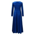 thumbnail image 6 of Zshosam Women’s Pleated Handkerchief Hem Dress with Long Sleeves(Blue,M), 6 of 8